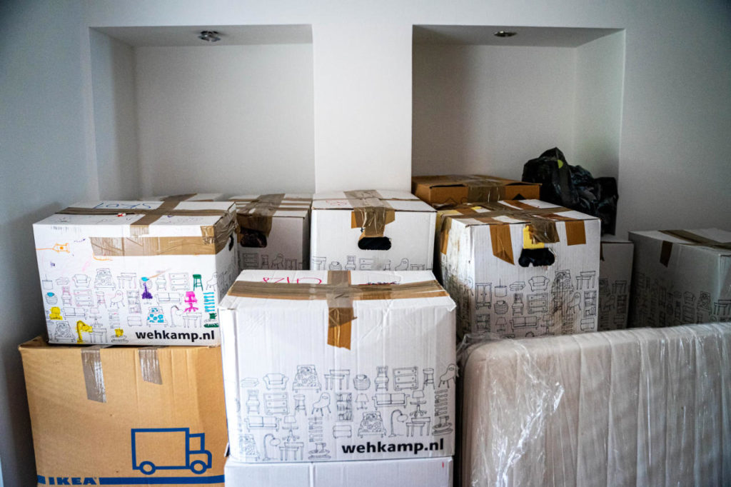 Boxes piled up during the moving process