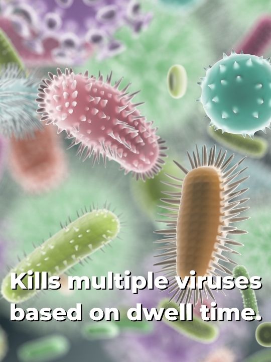 Kills multiple viruses based on dwell time